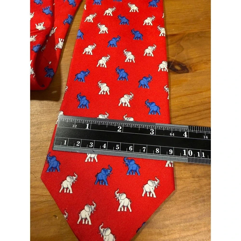 Alynn Neckwear Red Elephant Novelty Silk Tie Made in USA
